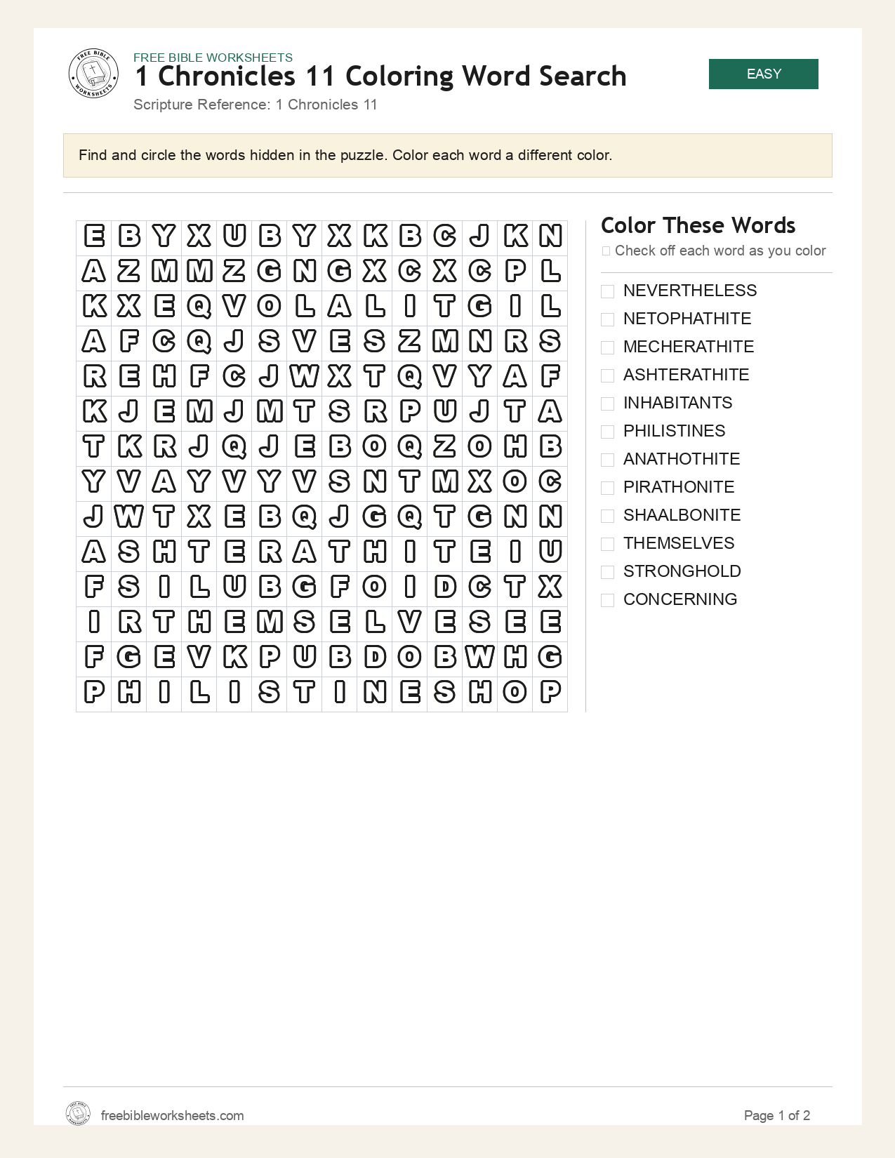 1 Chronicles 11 Coloring Word Search preview