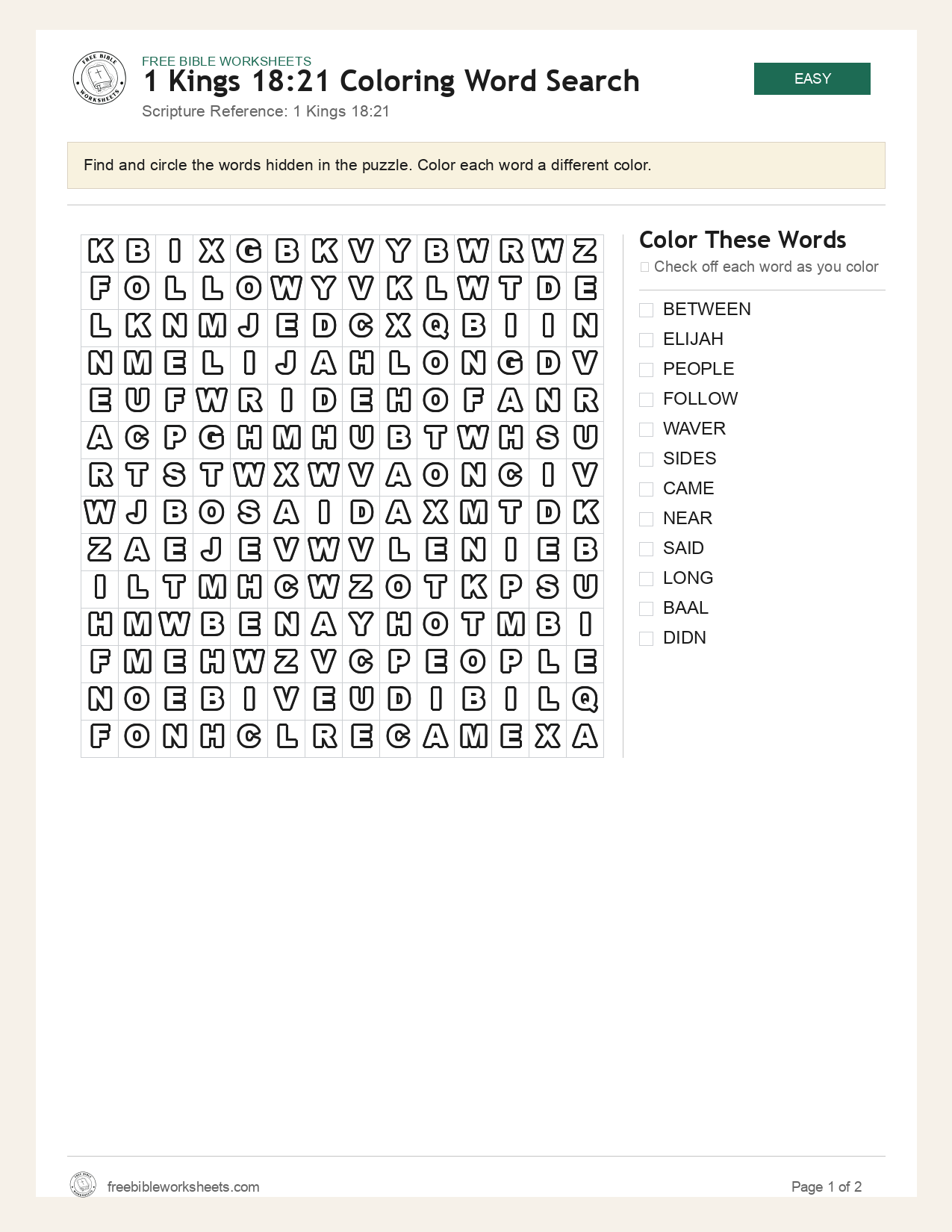 1 Kings 18:21 Coloring Word Search preview