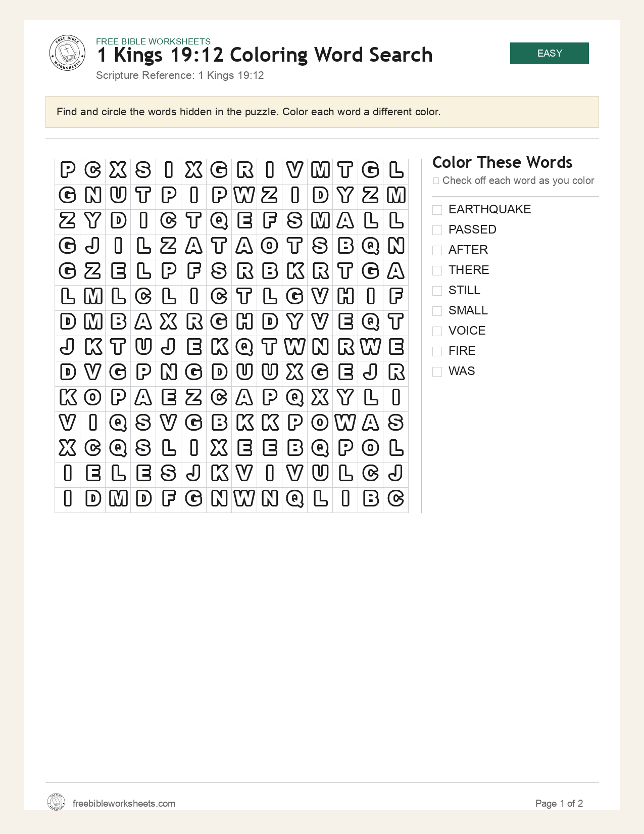 1 Kings 19:12 Coloring Word Search preview