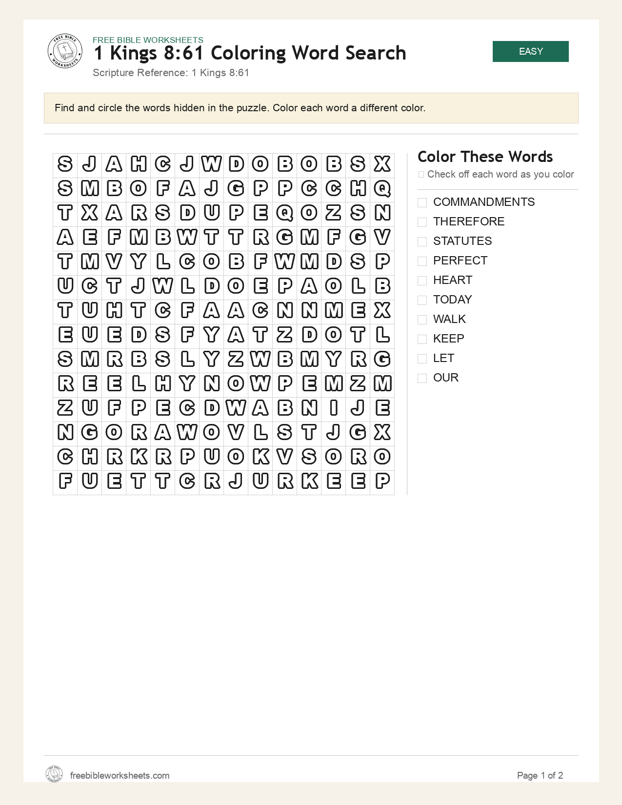 1 Kings 8:61 Coloring Word Search preview