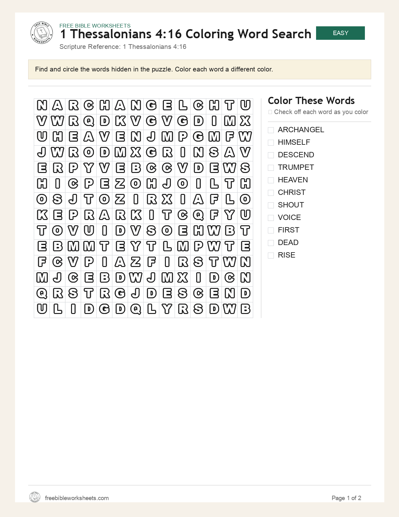 1 Thessalonians 4:16 Coloring Word Search preview