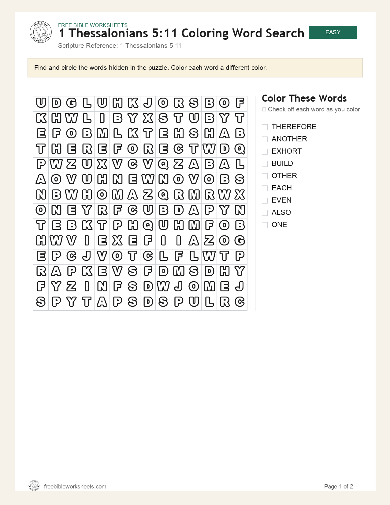 1 Thessalonians 5:11 Coloring Word Search preview