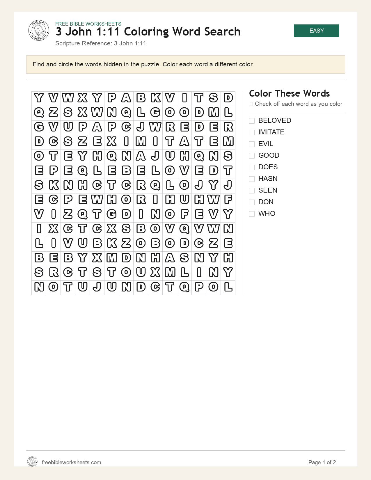 3 John 1:11 Coloring Word Search preview