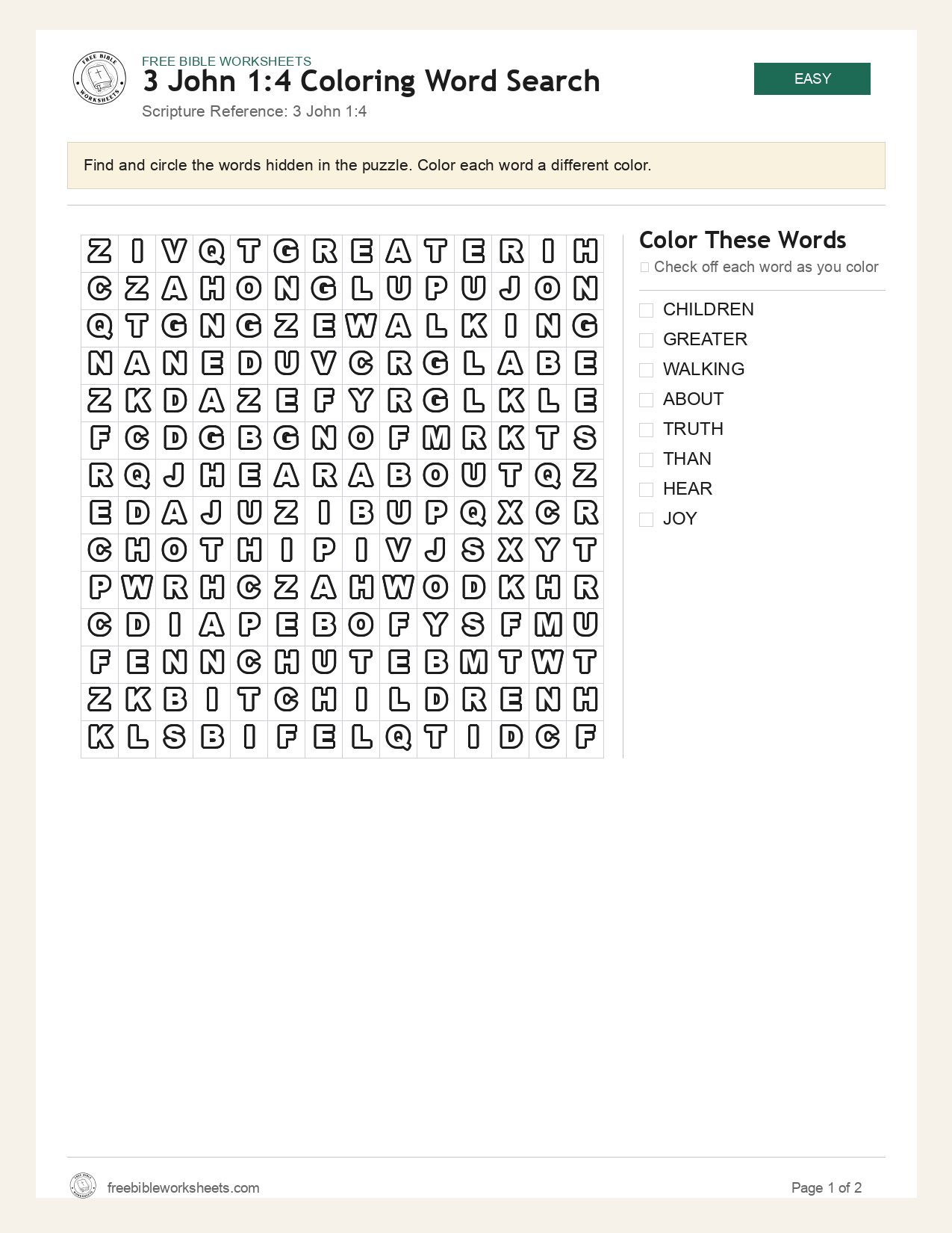 3 John 1:4 Coloring Word Search preview