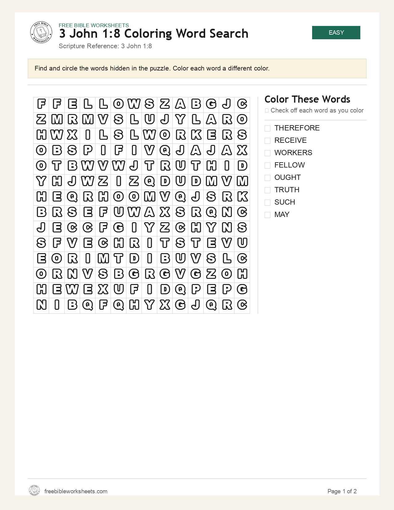 3 John 1:8 Coloring Word Search preview