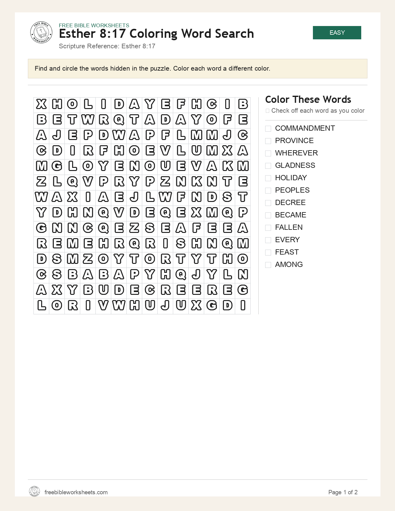 Esther 8:17 Coloring Word Search preview