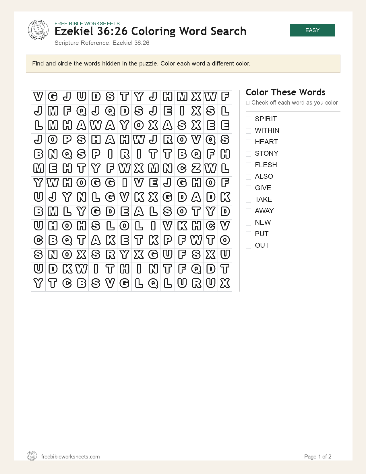 Ezekiel 36:26 Coloring Word Search preview