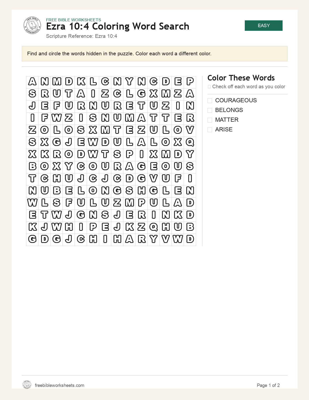 Ezra 10:4 Coloring Word Search preview