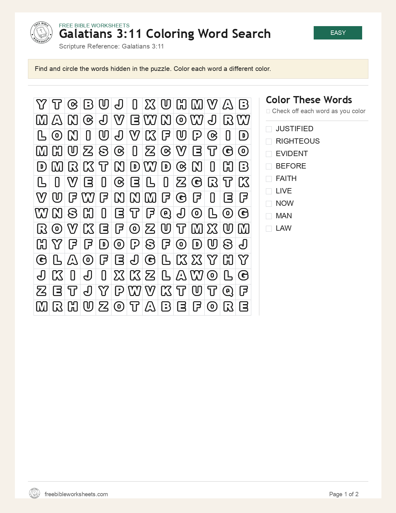 Galatians 3:11 Coloring Word Search preview