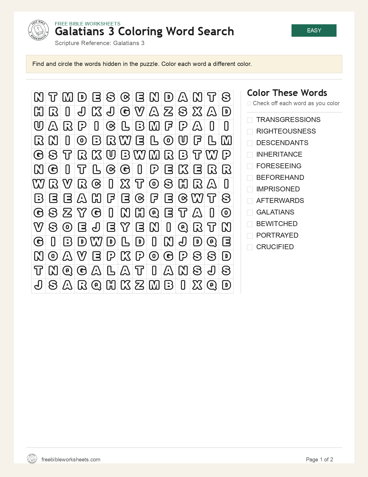 Galatians 3 Coloring Word Search preview