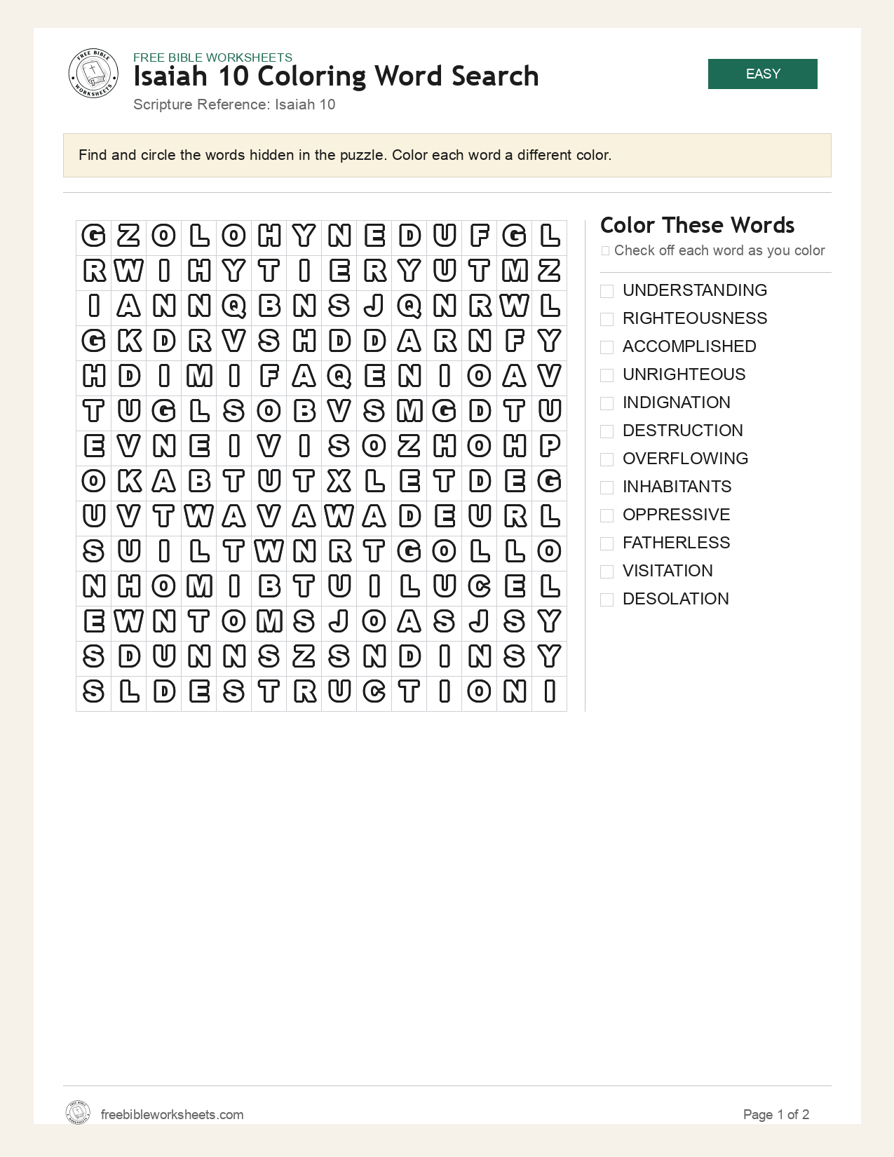 Isaiah 10 Coloring Word Search preview