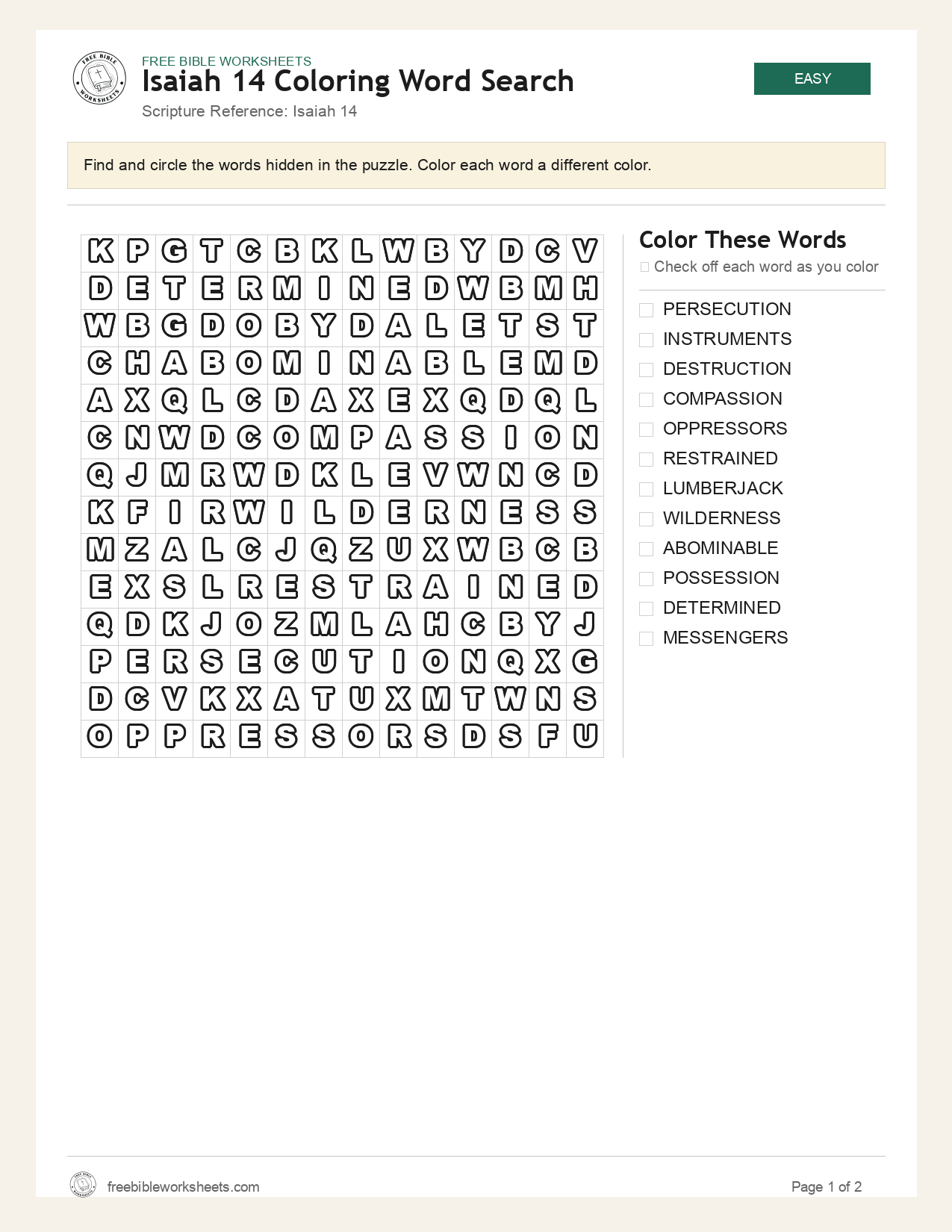 Isaiah 14 Coloring Word Search preview