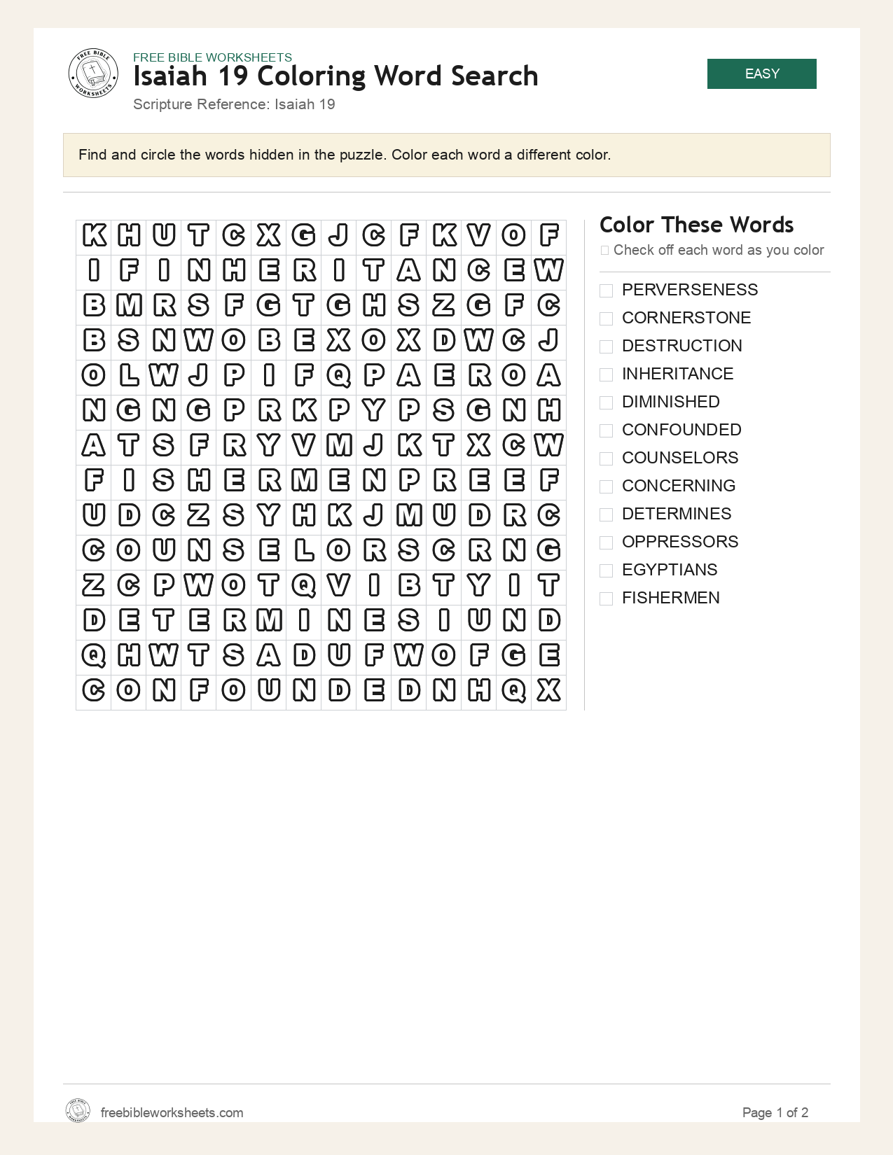 Isaiah 19 Coloring Word Search preview