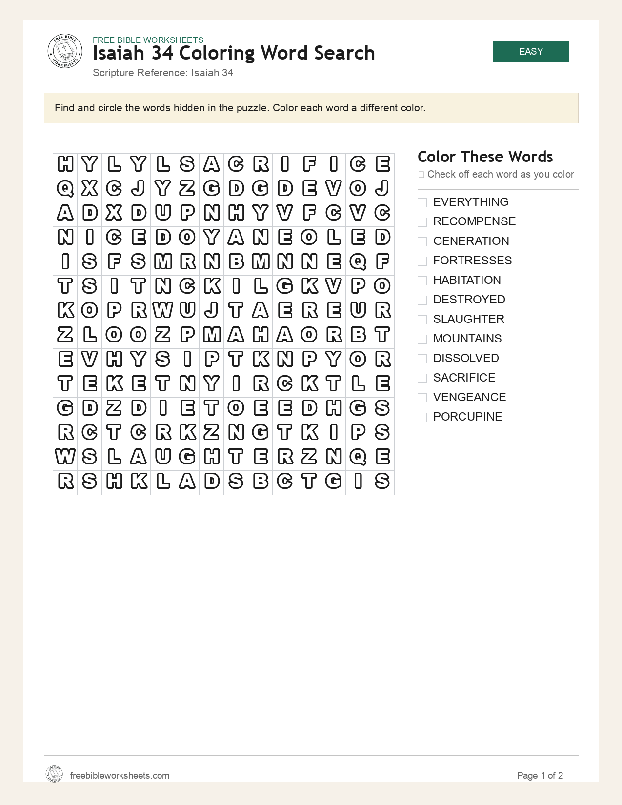 Isaiah 34 Coloring Word Search preview