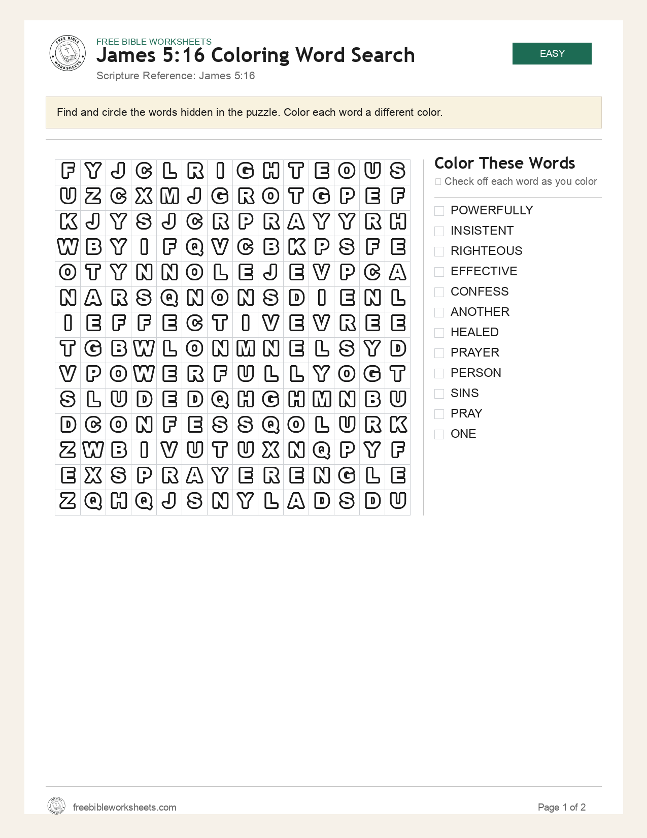 James 5:16 Coloring Word Search preview