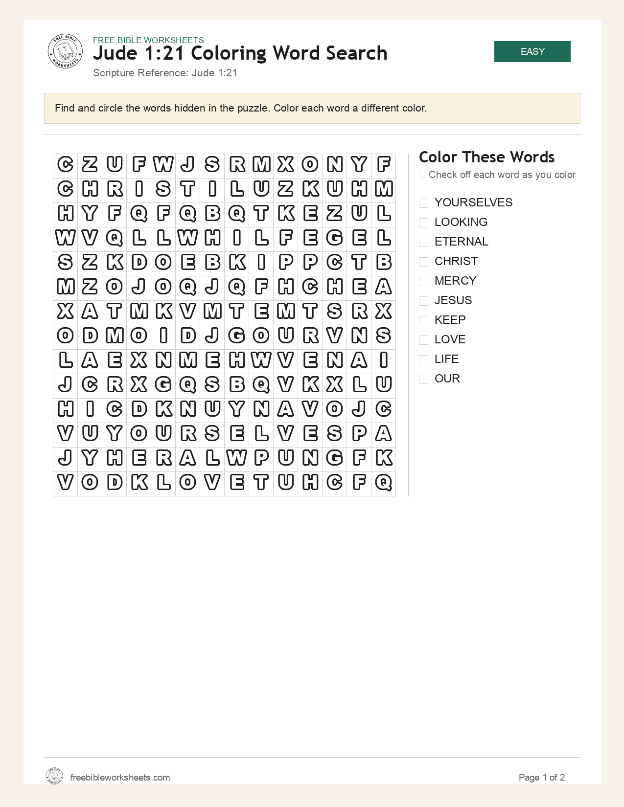 Jude 1:21 Coloring Word Search preview