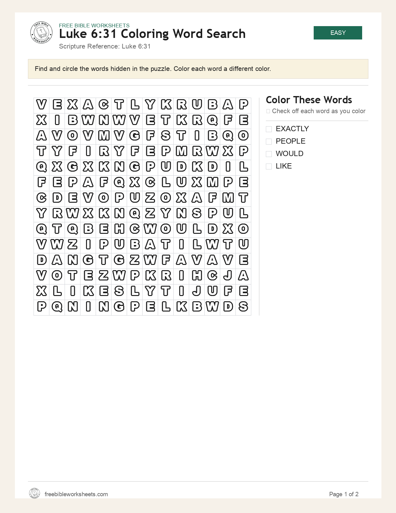 Luke 6:31 Coloring Word Search preview