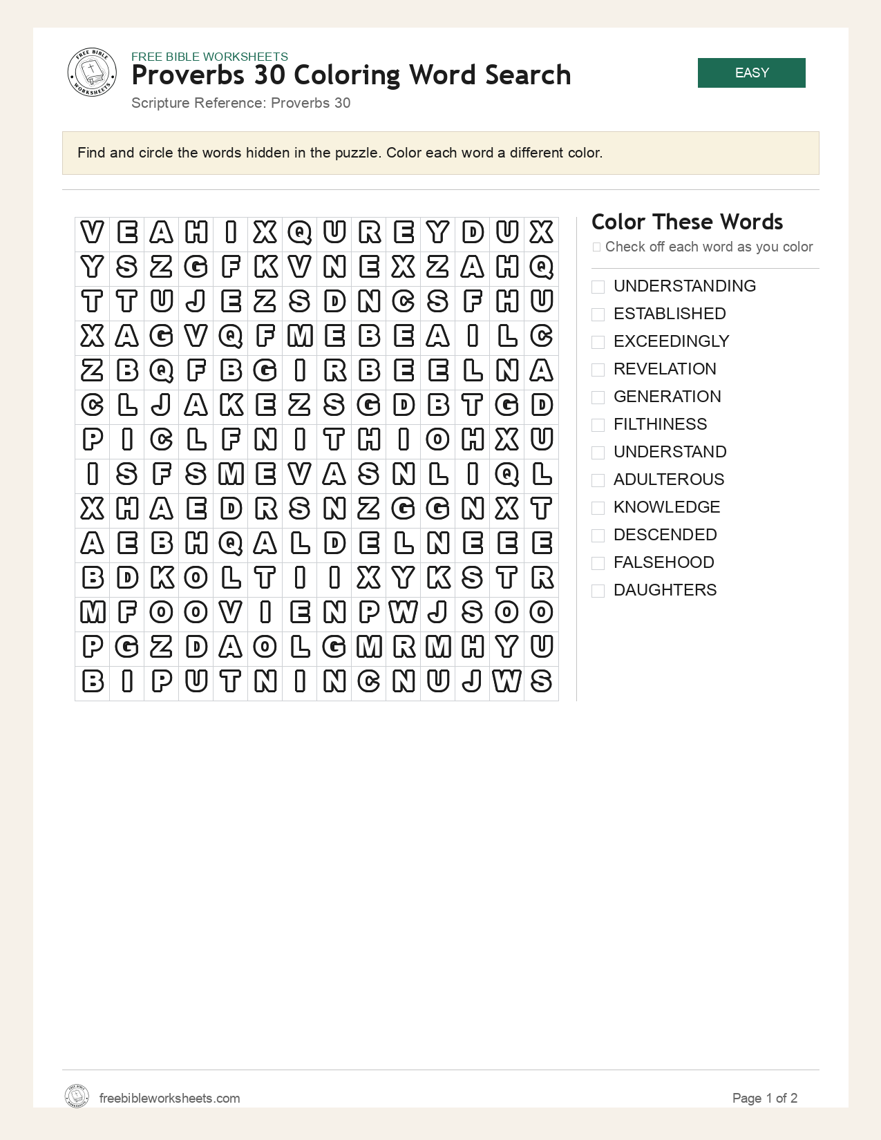 Proverbs 30 Coloring Word Search preview