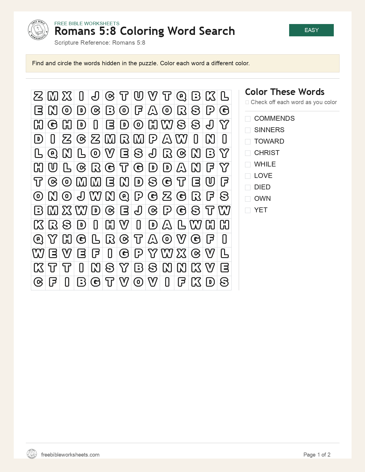Romans 5:8 Coloring Word Search preview