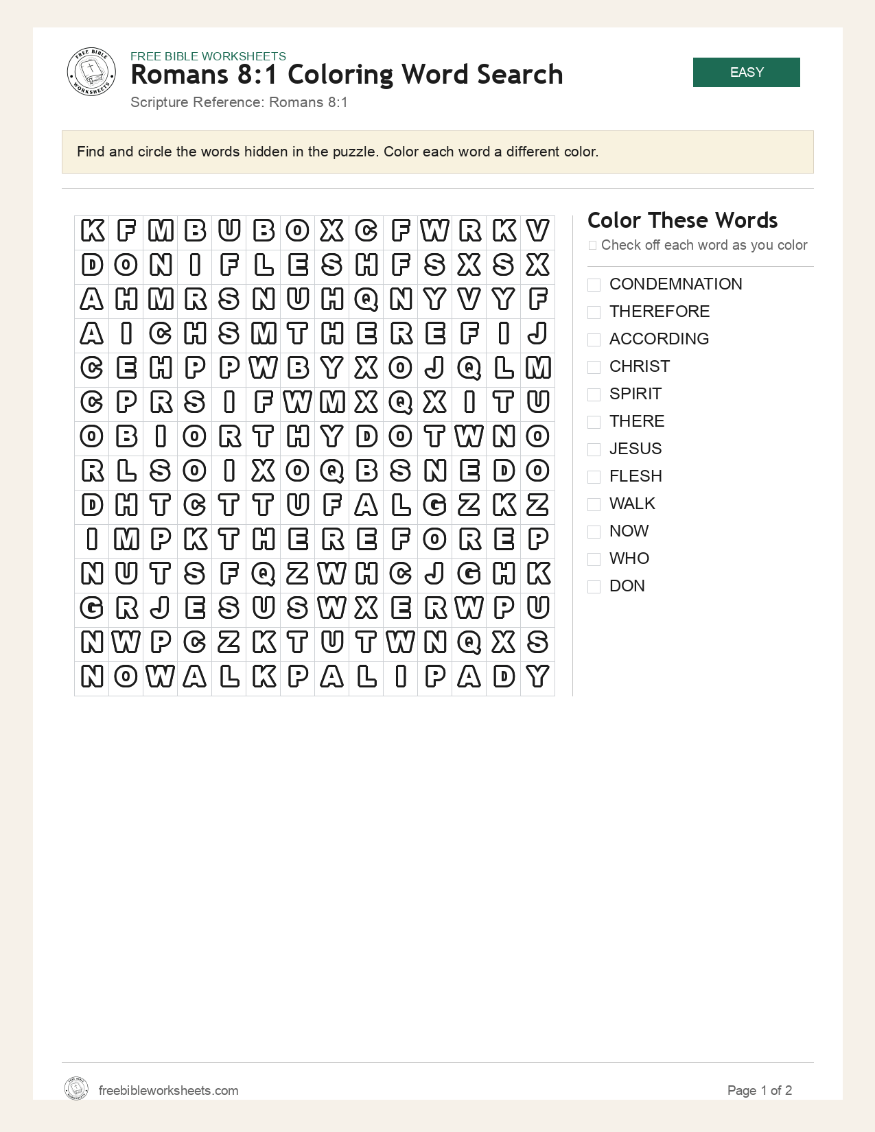Romans 8:1 Coloring Word Search preview