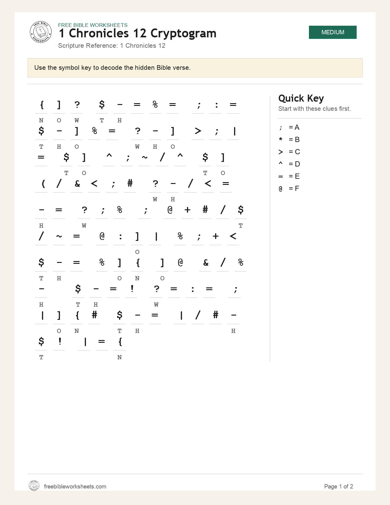 1 Chronicles 12 Cryptogram preview