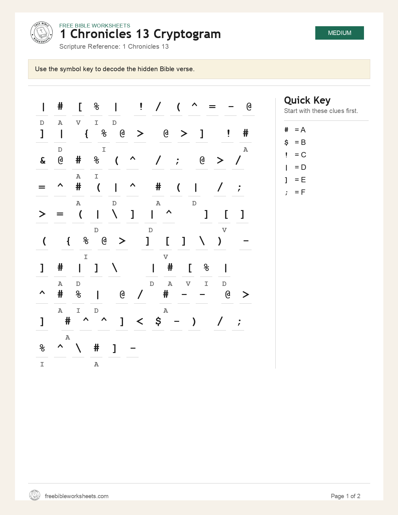 1 Chronicles 13 Cryptogram preview