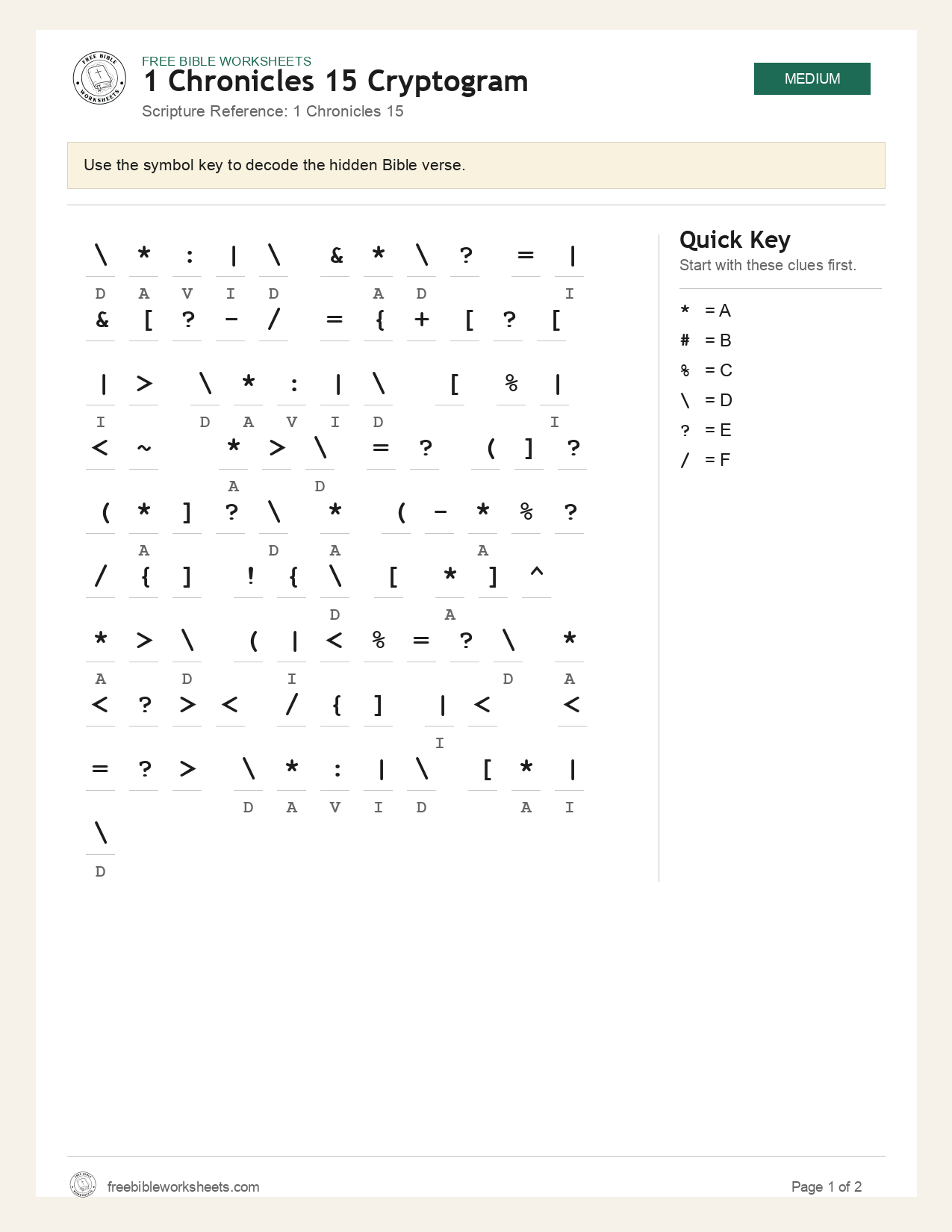 1 Chronicles 15 Cryptogram preview