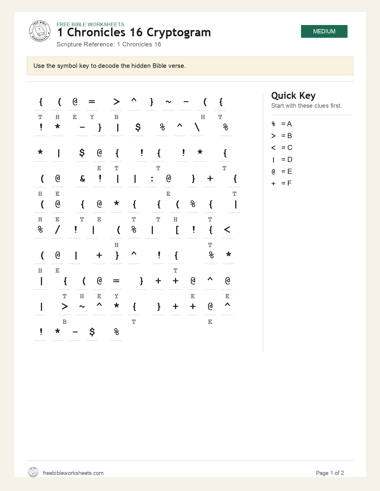 1 Chronicles 16 Cryptogram preview