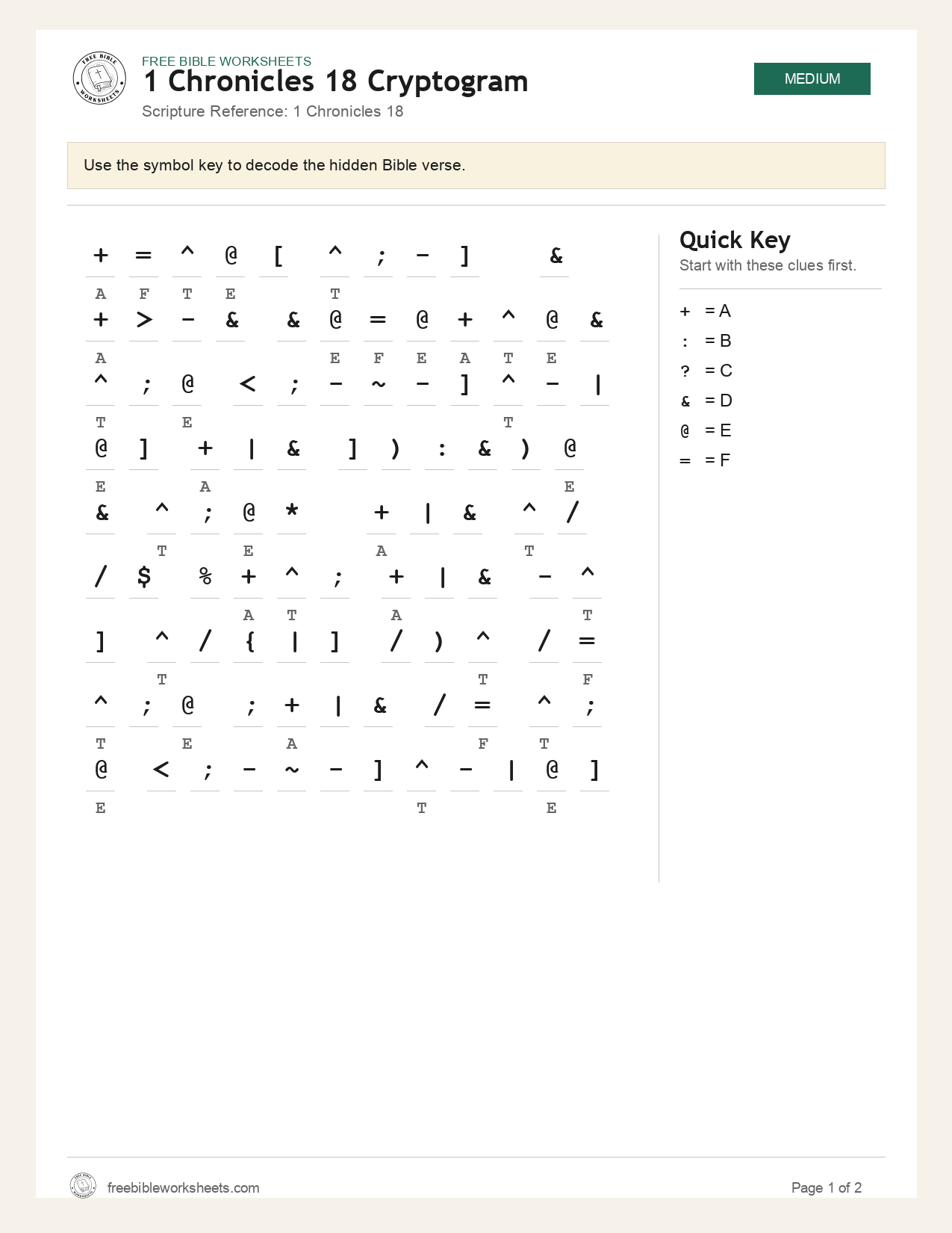 1 Chronicles 18 Cryptogram preview