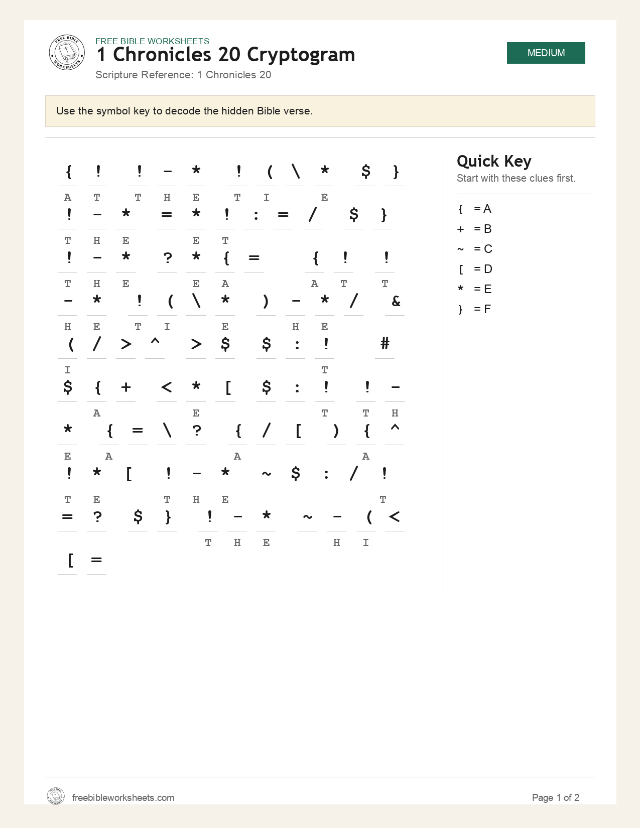 1 Chronicles 20 Cryptogram preview