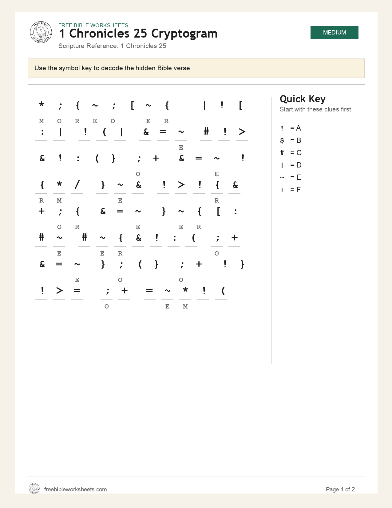1 Chronicles 25 Cryptogram preview