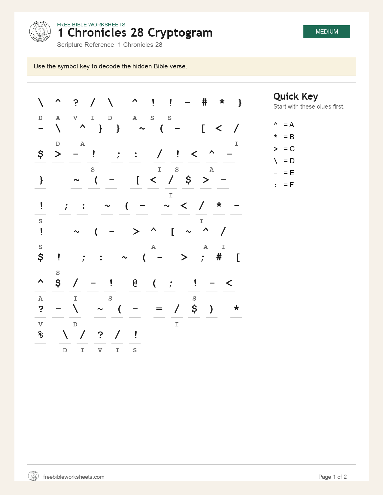 1 Chronicles 28 Cryptogram preview