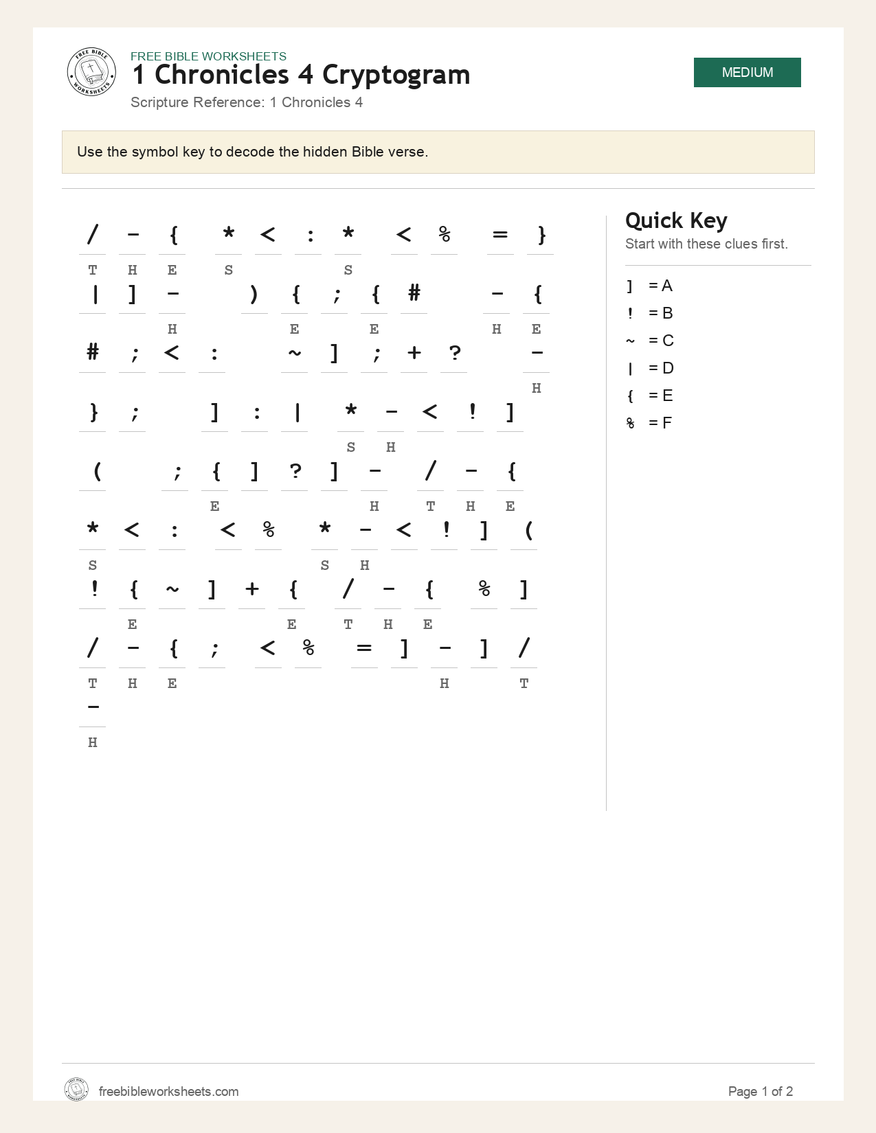 1 Chronicles 4 Cryptogram preview