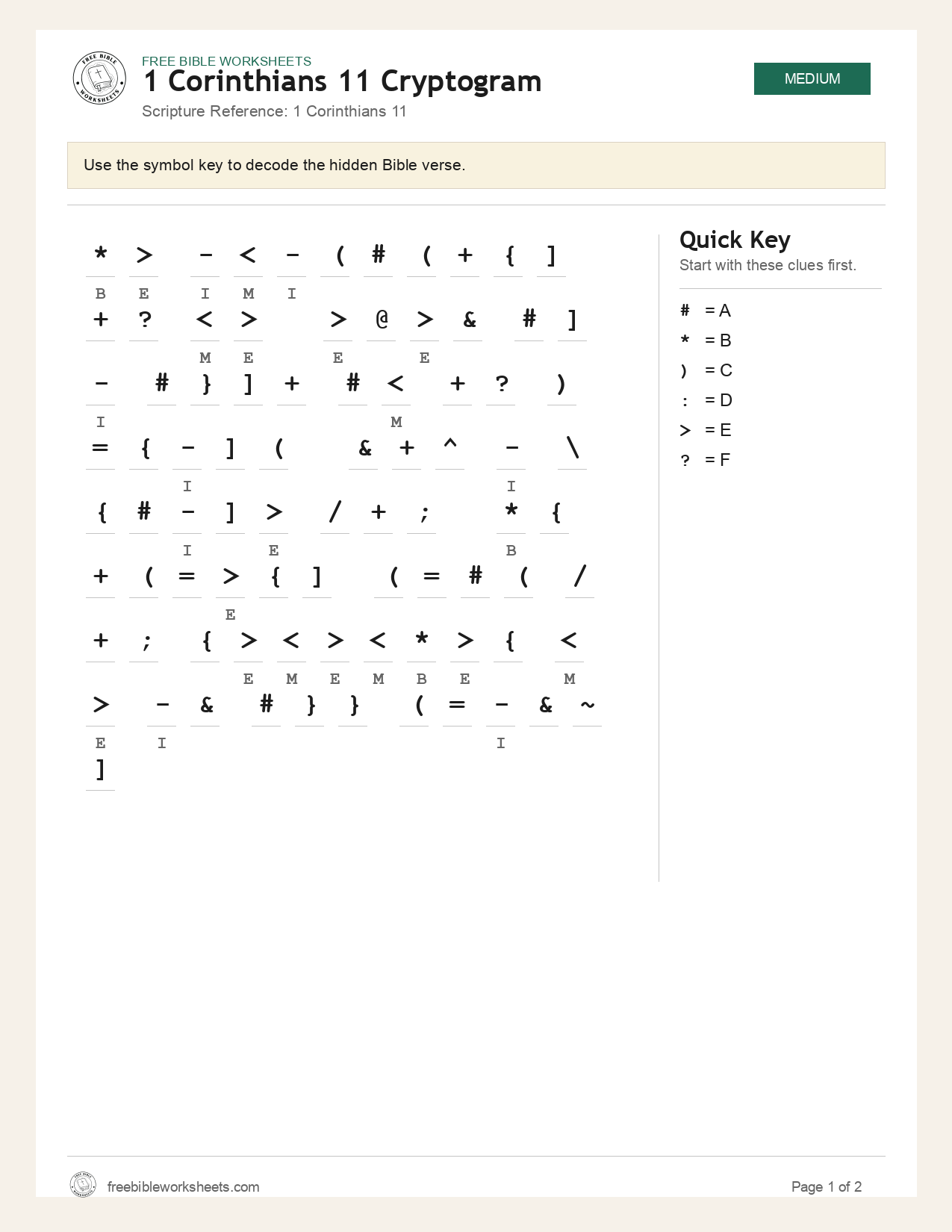 1 Corinthians 11 Cryptogram preview