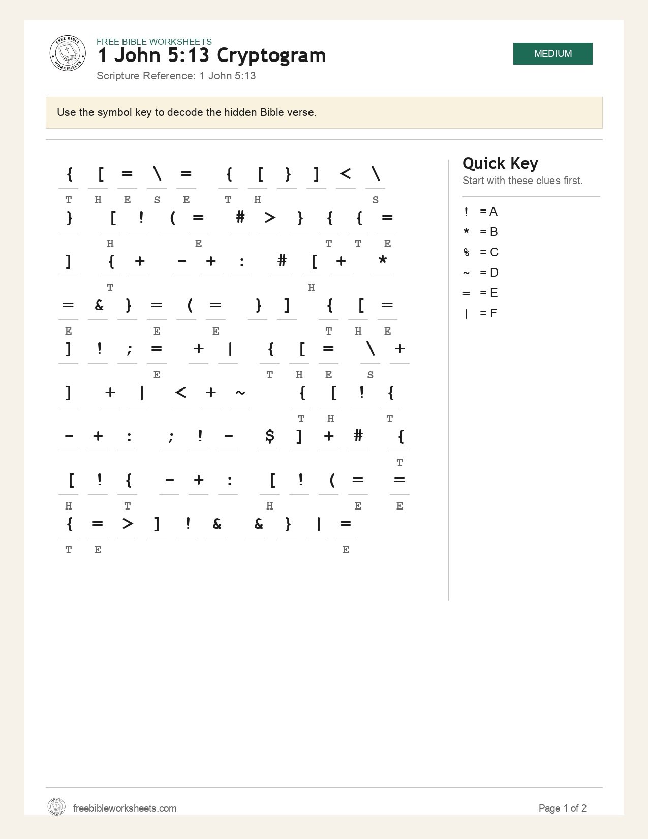 1 John 5:13 Cryptogram preview