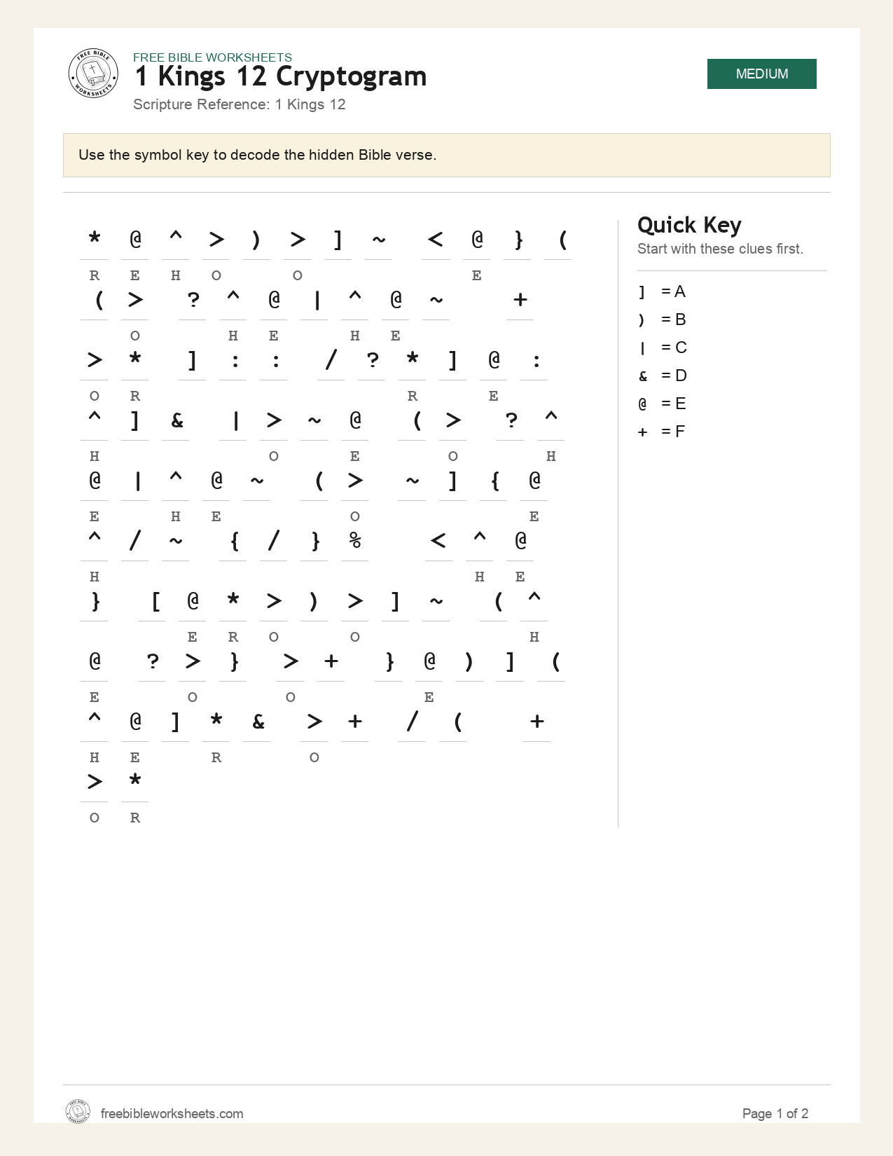1 Kings 12 Cryptogram preview