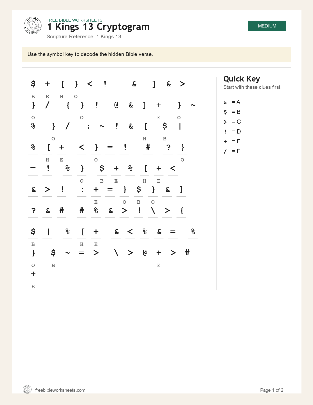 1 Kings 13 Cryptogram preview
