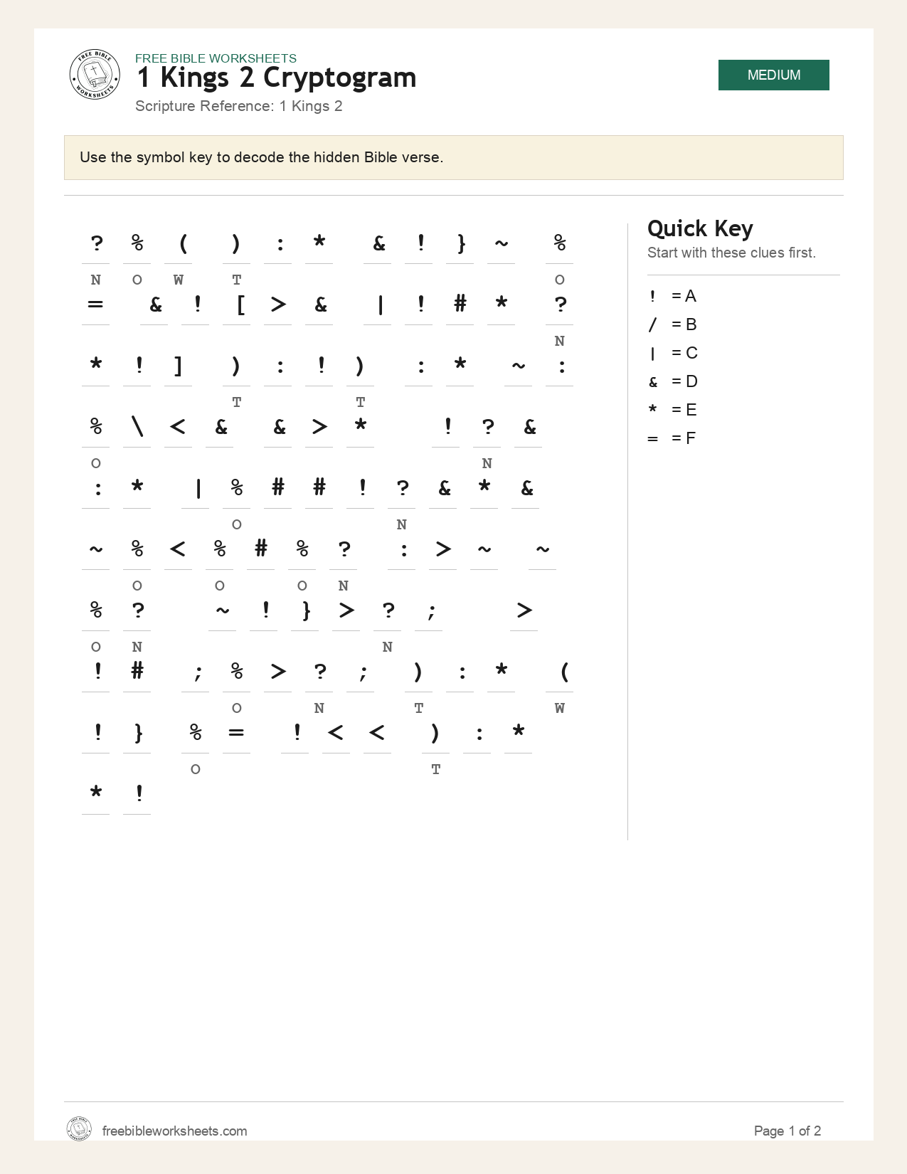 1 Kings 2 Cryptogram preview