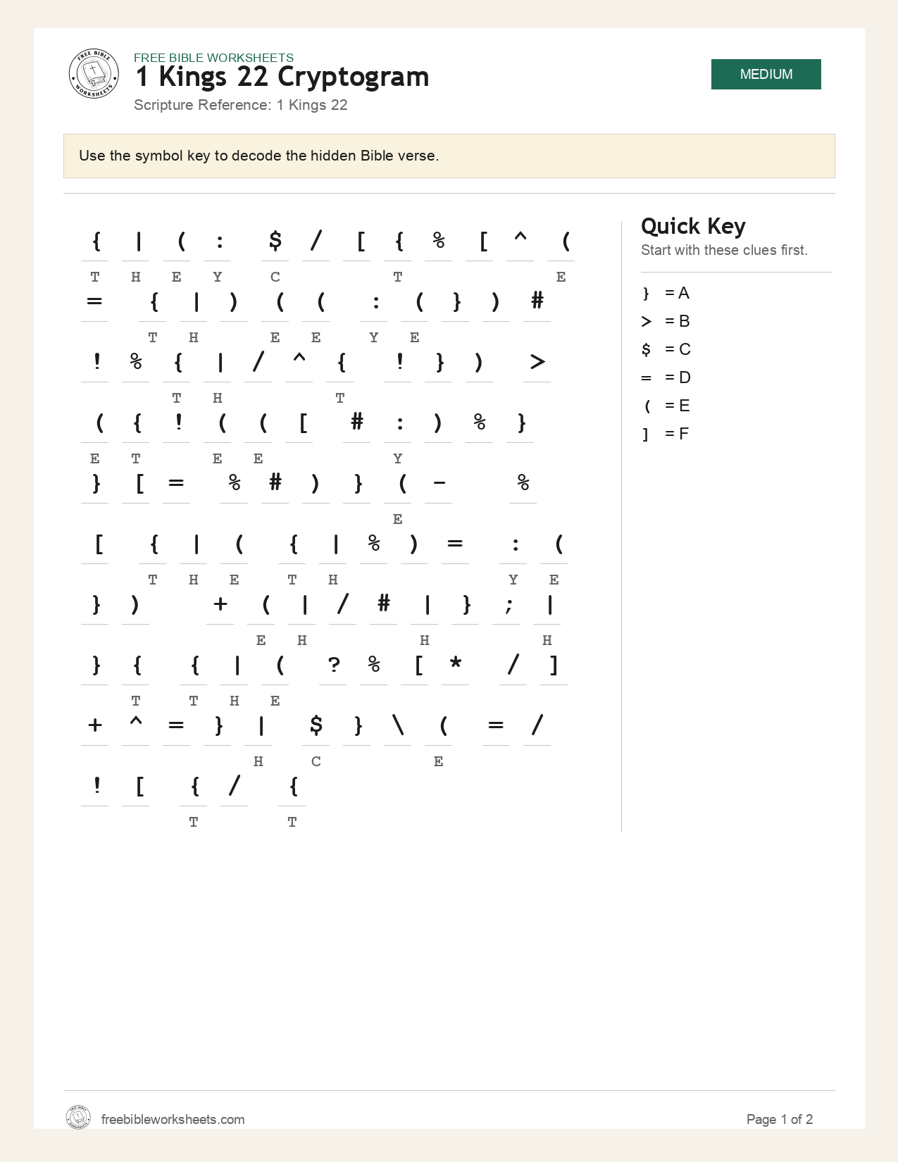 1 Kings 22 Cryptogram preview