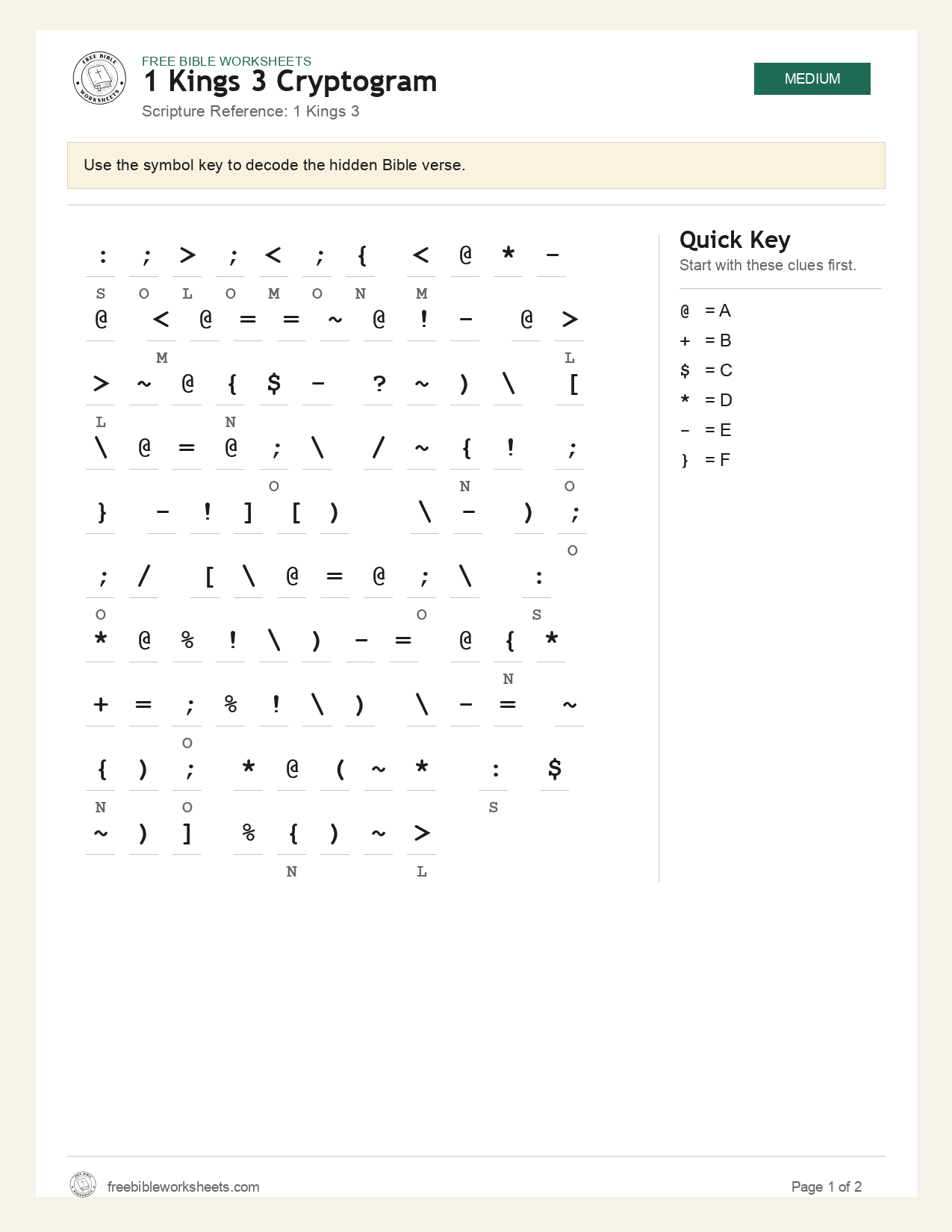 1 Kings 3 Cryptogram preview