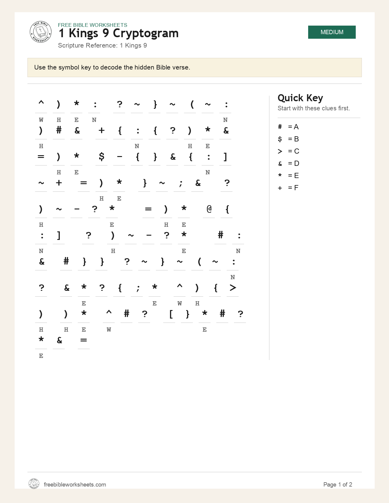 1 Kings 9 Cryptogram preview