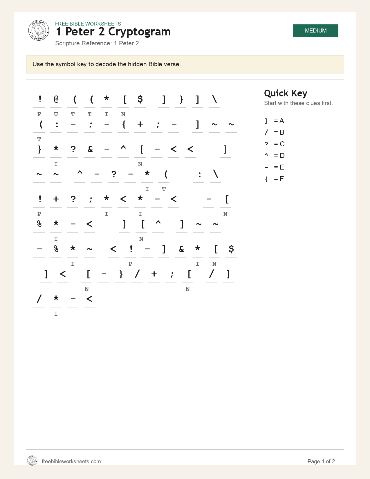 1 Peter 2 Cryptogram preview
