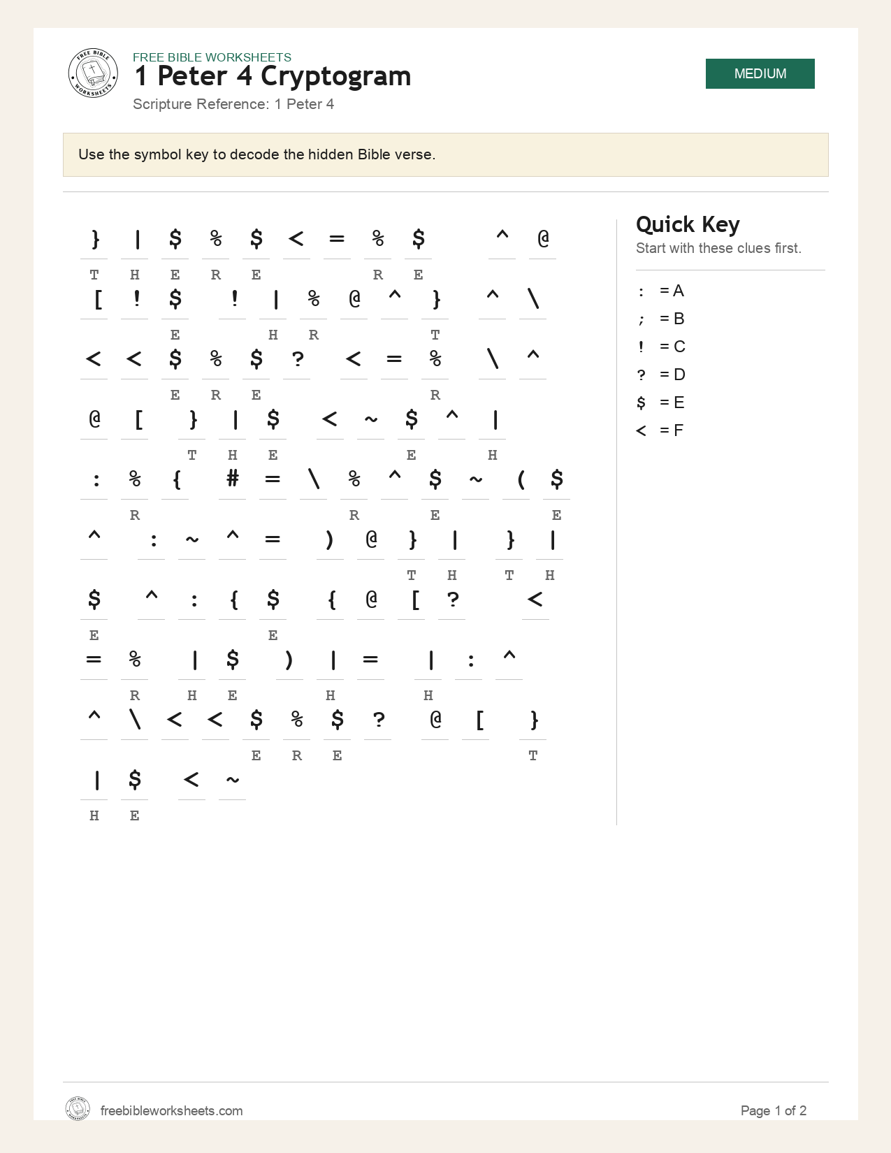 1 Peter 4 Cryptogram preview
