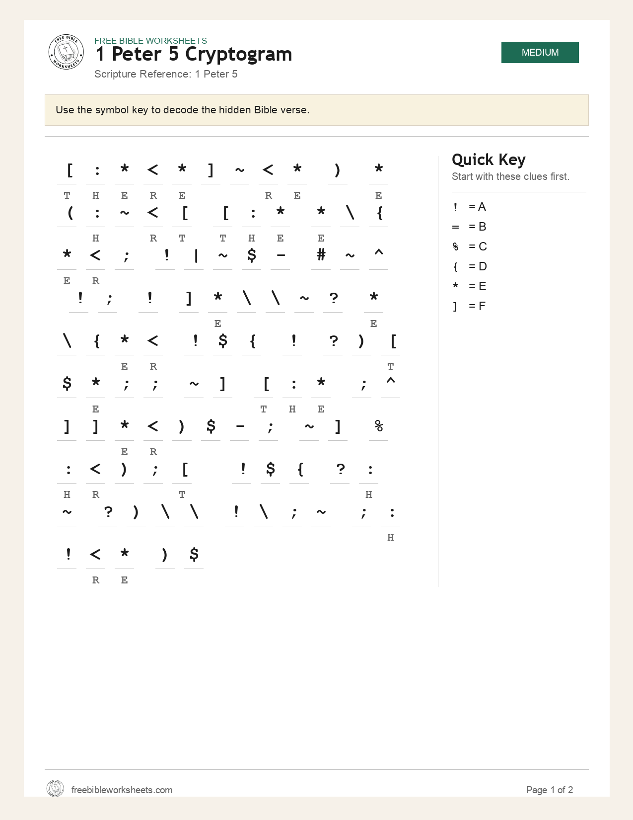 1 Peter 5 Cryptogram preview
