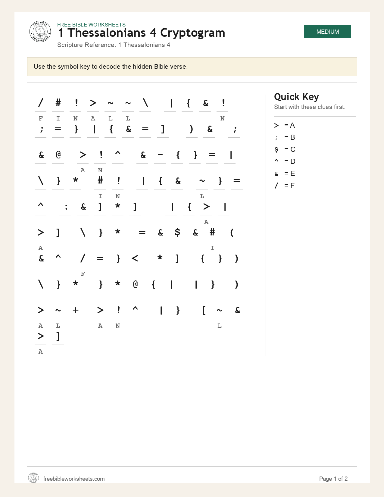 1 Thessalonians 4 Cryptogram preview