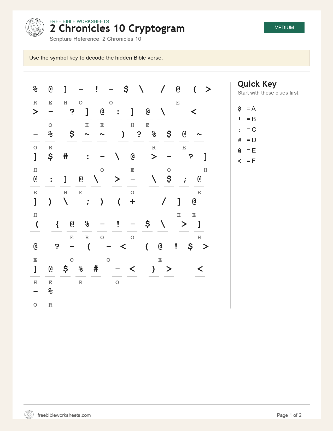 2 Chronicles 10 Cryptogram preview