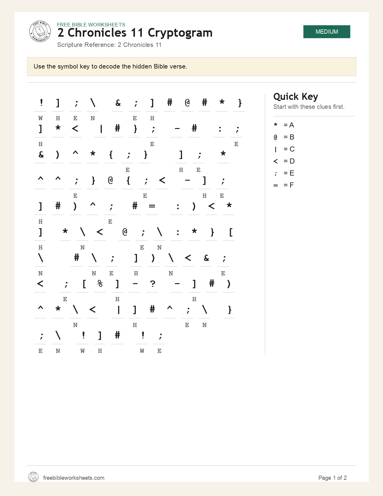 2 Chronicles 11 Cryptogram preview