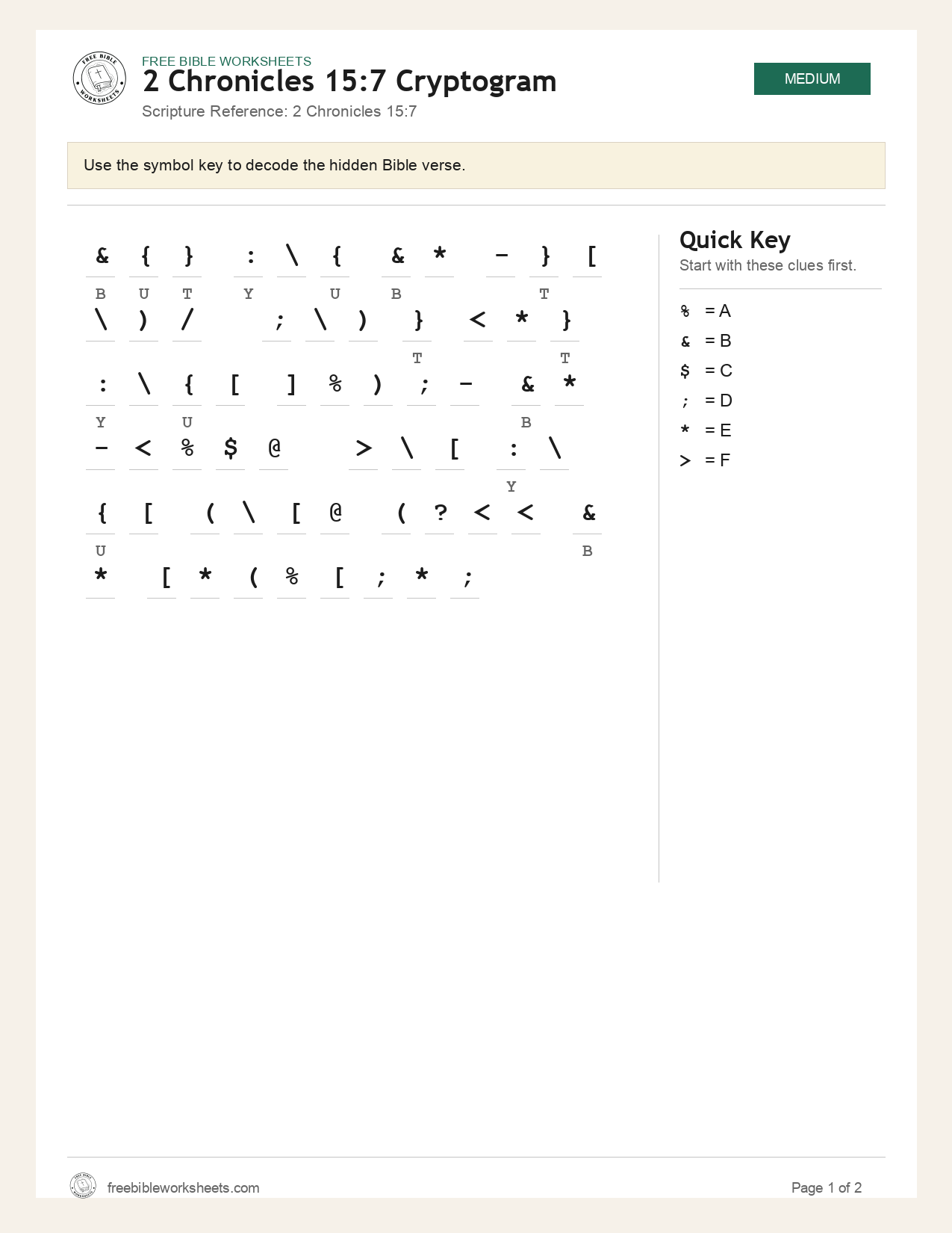 2 Chronicles 15:7 Cryptogram preview