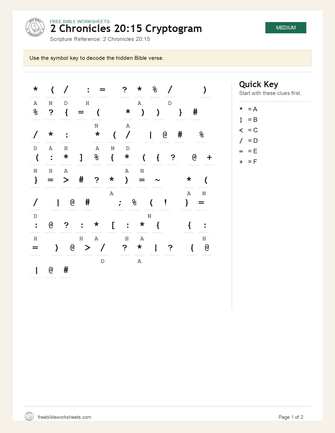 2 Chronicles 20:15 Cryptogram preview