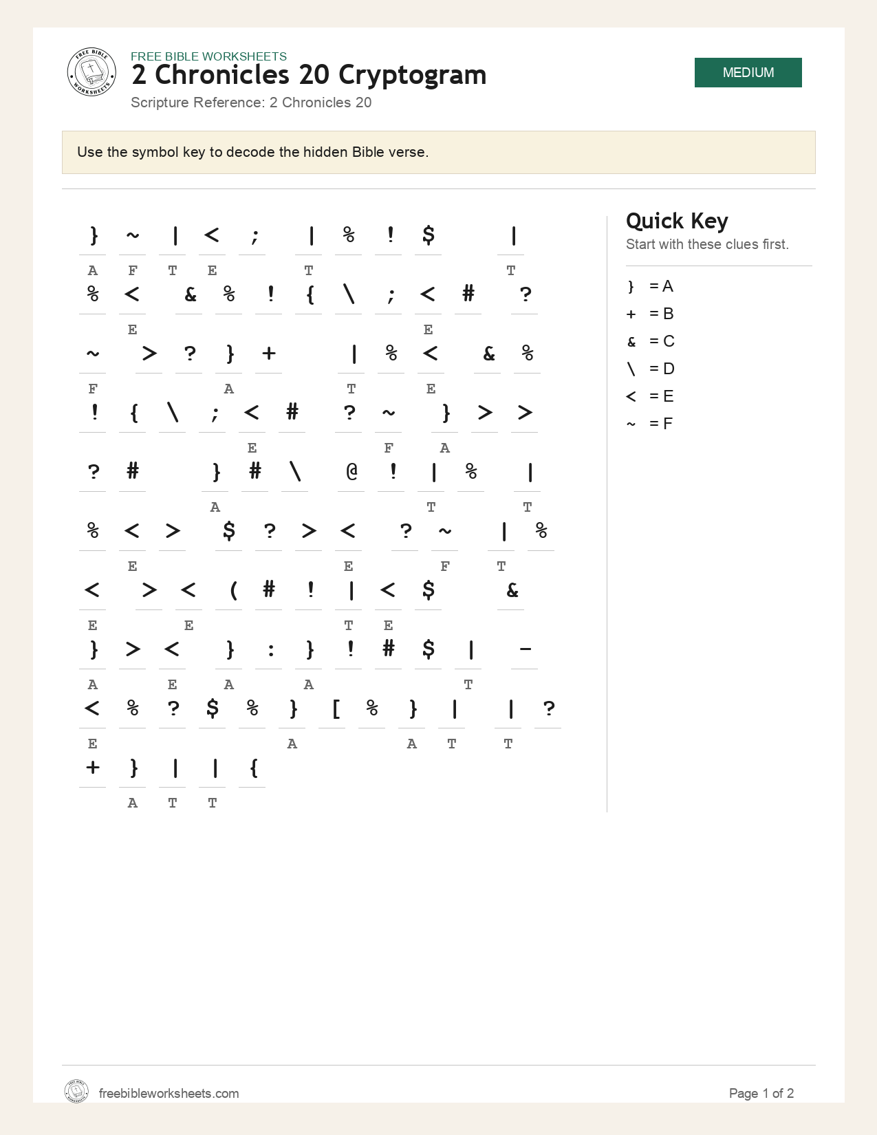 2 Chronicles 20 Cryptogram preview